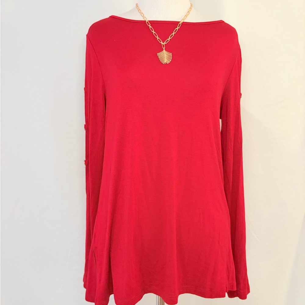 Cable & Gauge Red Boxy Tunic Top